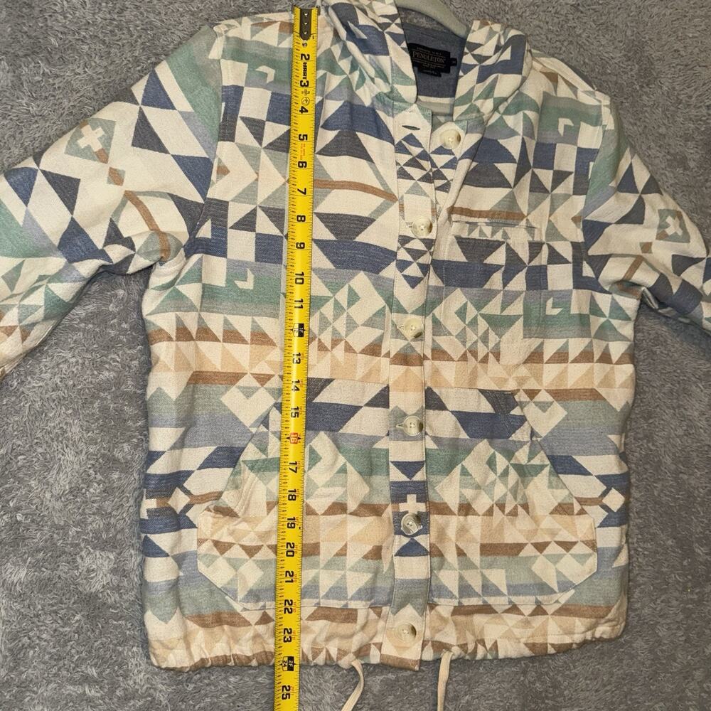 Pendleton Button Down Beach Hoodie Aztec Geometric Soft Cotton Women's M - Picture 7 of 7